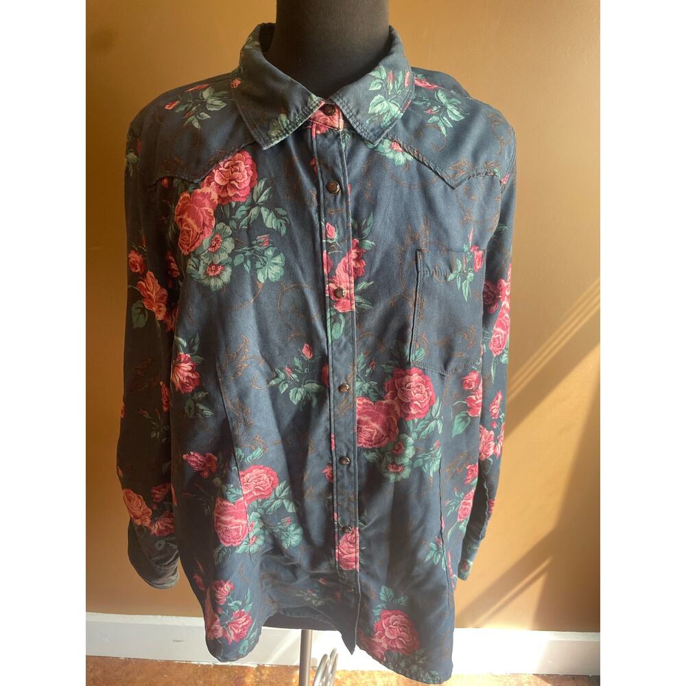 Legacy Falls for Her Button-Up Shirt Top Rose Floral GUC Women's 2X XXL